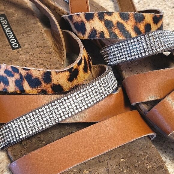 2 Pairs Strappy Rhinestones & Animal Print Sandals Size 7.5 Bundle - Picture 11 of 16